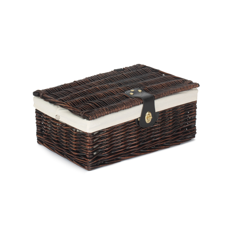 14" Chocolate Brown Hamper With White Lining | London Grocery