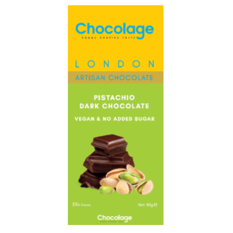 Chocolage Pistachio Vegan Dark Chocolate 80gr-London Grocery