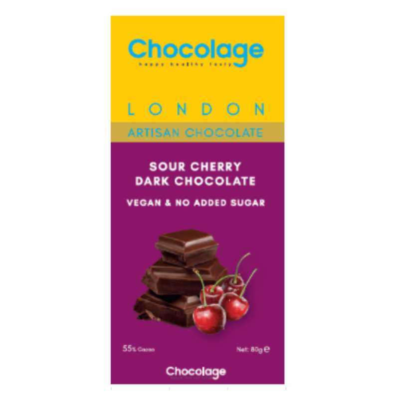 Chocolage Sour Cherry Vegan Dark Chocolate 80gr-London Grocery
