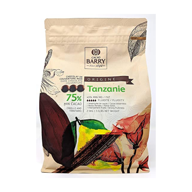 Cocoa Barry Tanzanie Chocolate Pistoles 75% 2.5kg - London Grocery