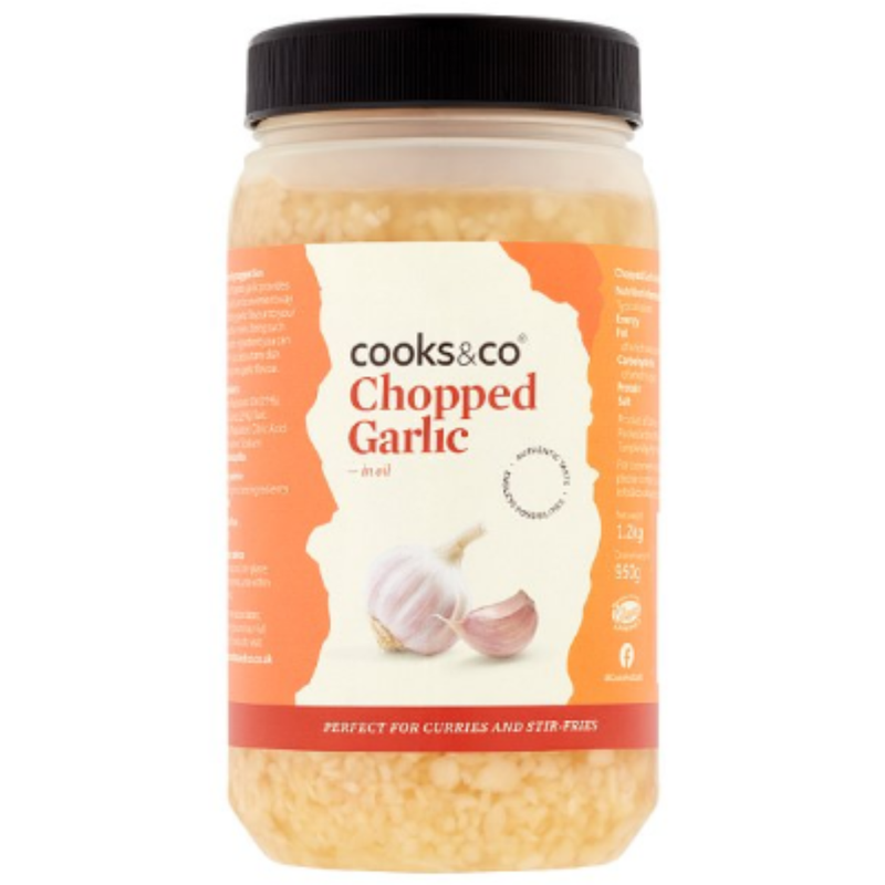 Cooks & Co Chopped Garlic in Oil 1200g x 4 - London Grocery