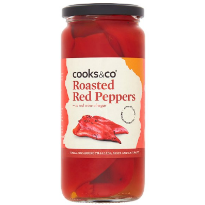 Cooks & Co Roasted Red Peppers in Red Wine Vinegar 460g x 6 - London Grocery