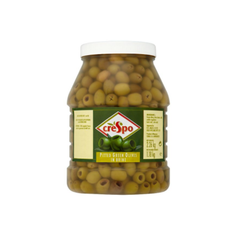 Crespo Pitted Green Olives in Brine 2.26kg x 2 cases - London Grocery