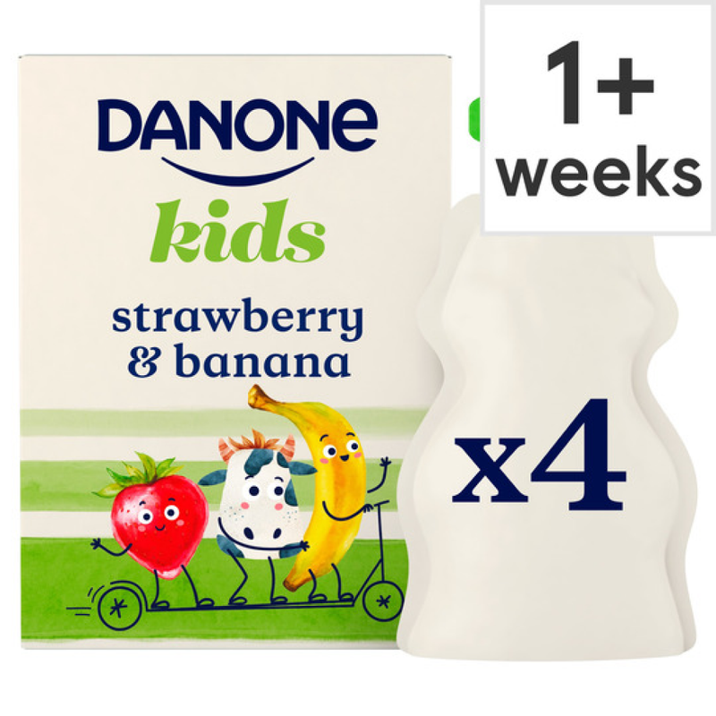 Danone Kids Organic Strawberry & Banana Yogurt 4 X 70G-London Grocery