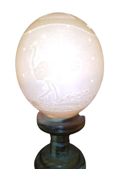 Hand Crafted Decorative Ostrich Egg Shell on Lamp Stand | South African-London Grocery