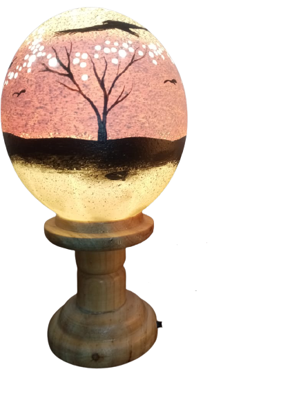 Hand Crafted Decorative Ostrich Egg Shell on Lamp Stand | South African-London Grocery
