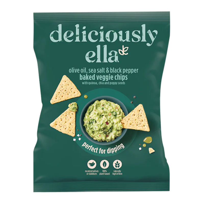 Deliciously Ella Olive, Sea Salt & Black Pepper Baked Veggie Chips 100g | London Grocery