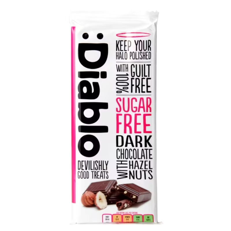 Diablo Sugar Free Dark Chocolate with Hazelnuts Bar 85g | London Grocery