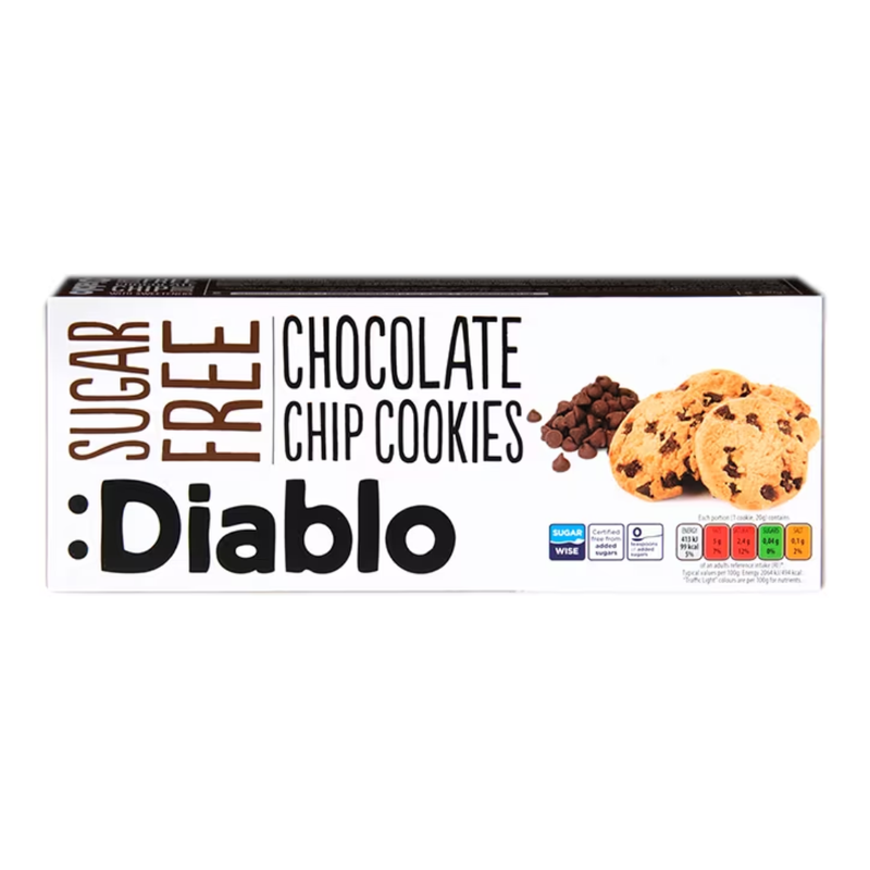 Diablo Sugar Free Chocolate Chip Cookies 130g | London Grocery