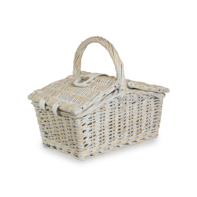 Small White Double Lidded Hamper | London Grocery
