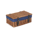 14 Inch Empty Wicker Hamper Basket - Double Steamed - Navy Blue Lining | London Grocery