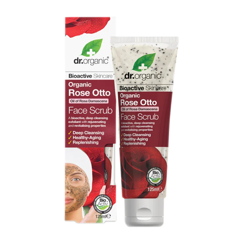 Dr Organic Rose Otto Face Scrub 125ml | London Grocery