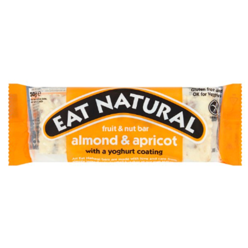 Eat Natural Fruit & Nut Bar Almond & Apricot with a Yoghurt Coating 50g x Case of 12 - London Grocery