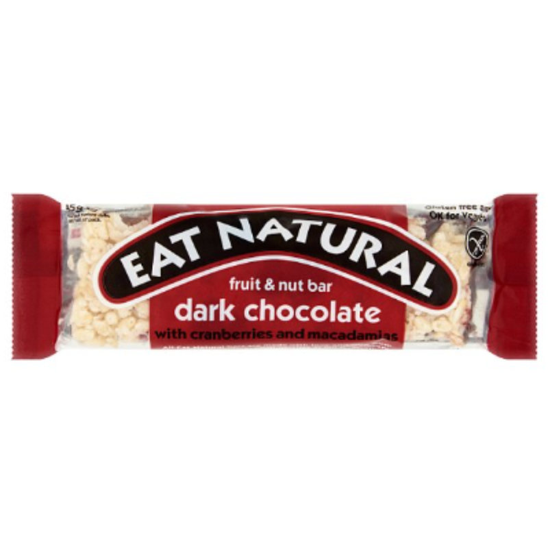 Eat Natural Fruit & Nut Bar Dark Chocolate with Cranberries and Macadamias 45g x Case of 144 - London Grocery