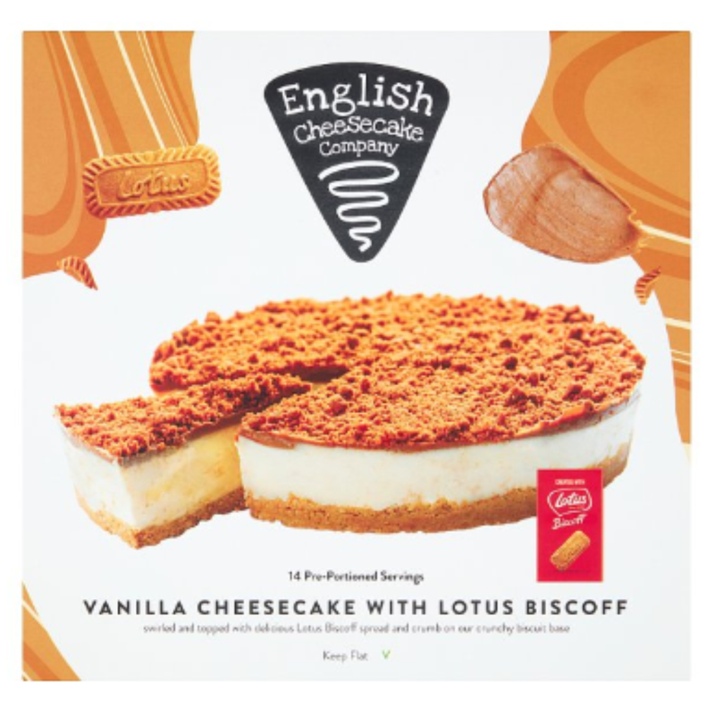 English Cheesecake Company Vanilla Cheesecake with Lotus Biscoff 1.800kg x 6 Packs | London Grocery