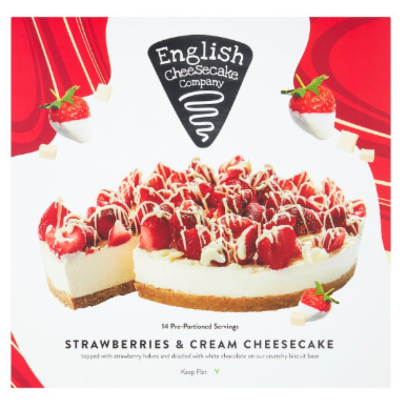 English Cheesecake Company Strawberries & Cream Cheesecake 1.890kg x 1 Pack | London Grocery