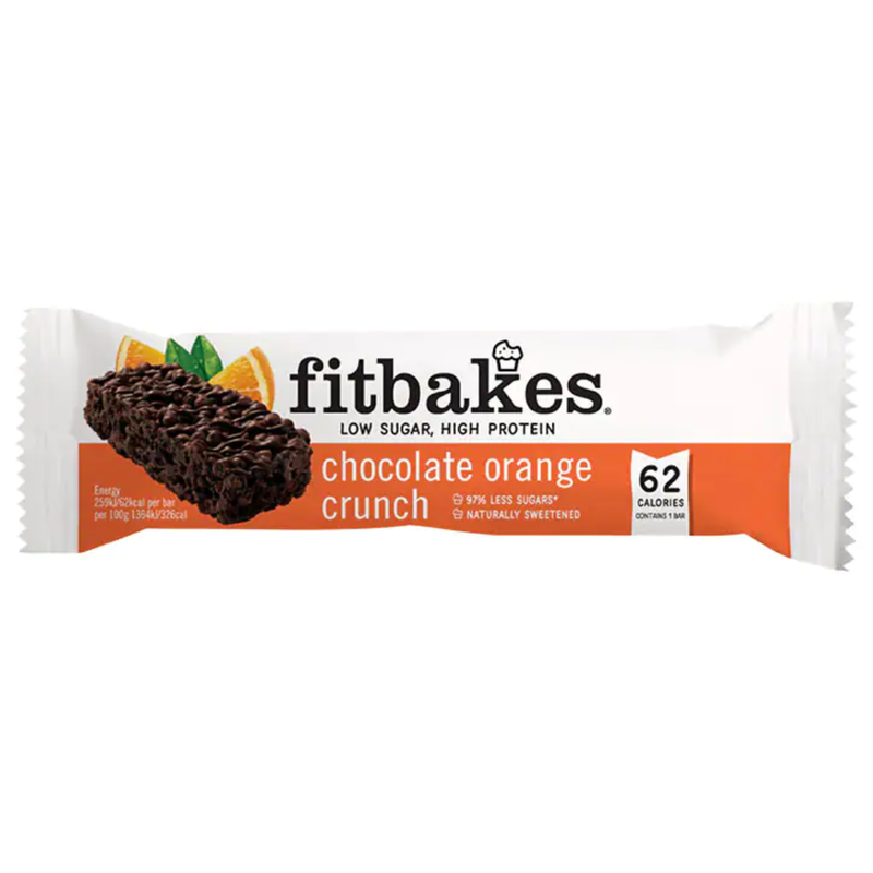 Fitbakes Chocolate Orange Crunch Bar with Sweetener 19g | London Grocery