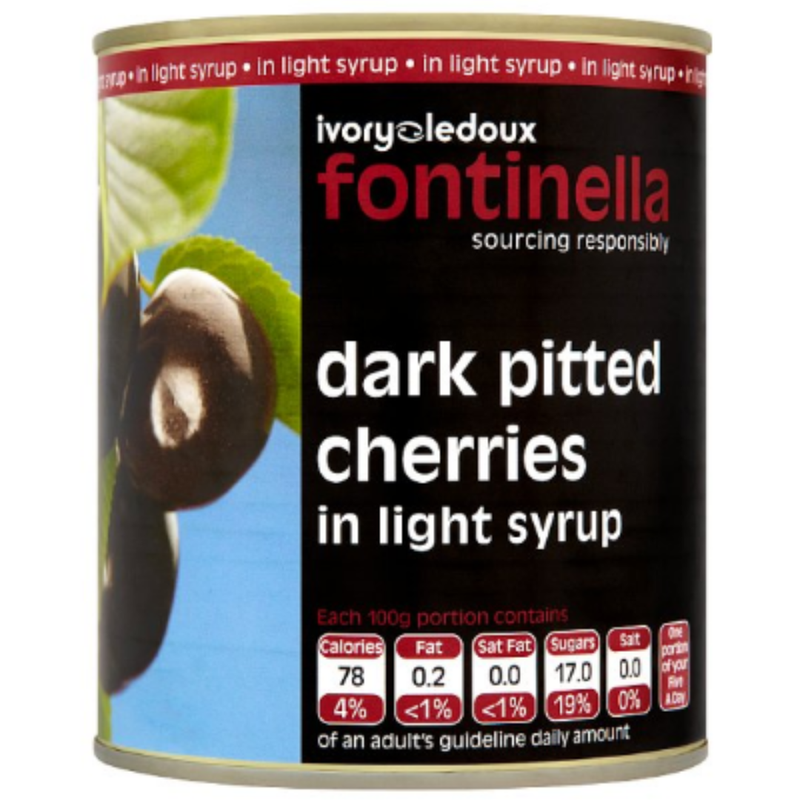 Fontinella Dark Pitted Cherries in Light Syrup 810g x 6 - London Grocery