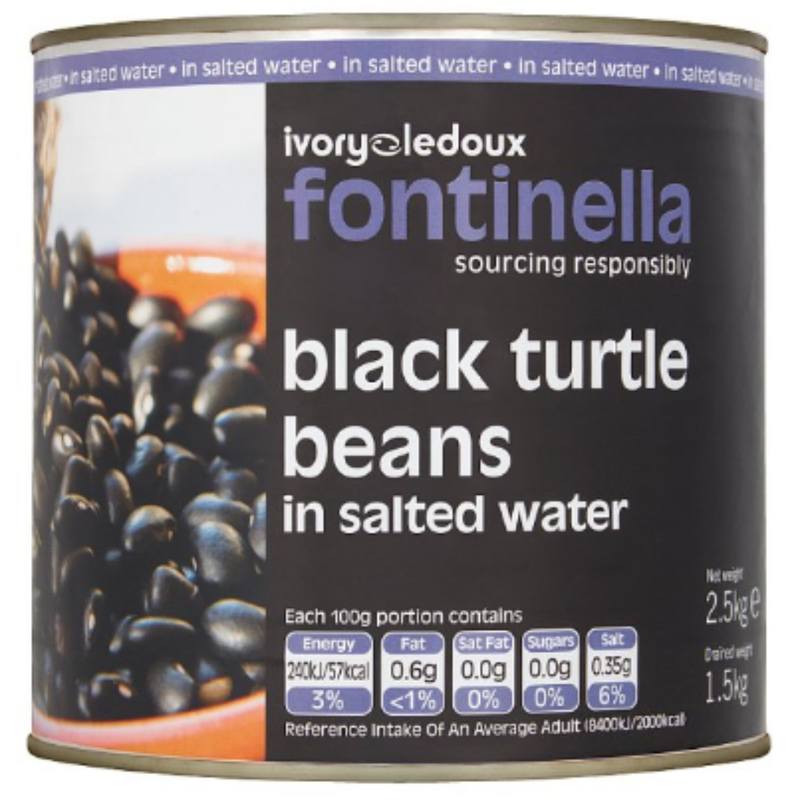 Ivorys Ledoux Fontinella Black Turtle Beans in Salted Water 2500g x 6 - London Grocery