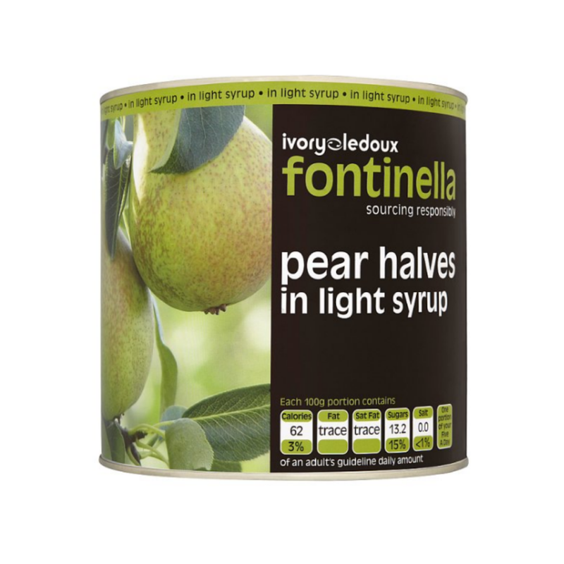 Fontinella Pear Halves in Light Syrup 2.5kg x 6 cases  - London Grocery