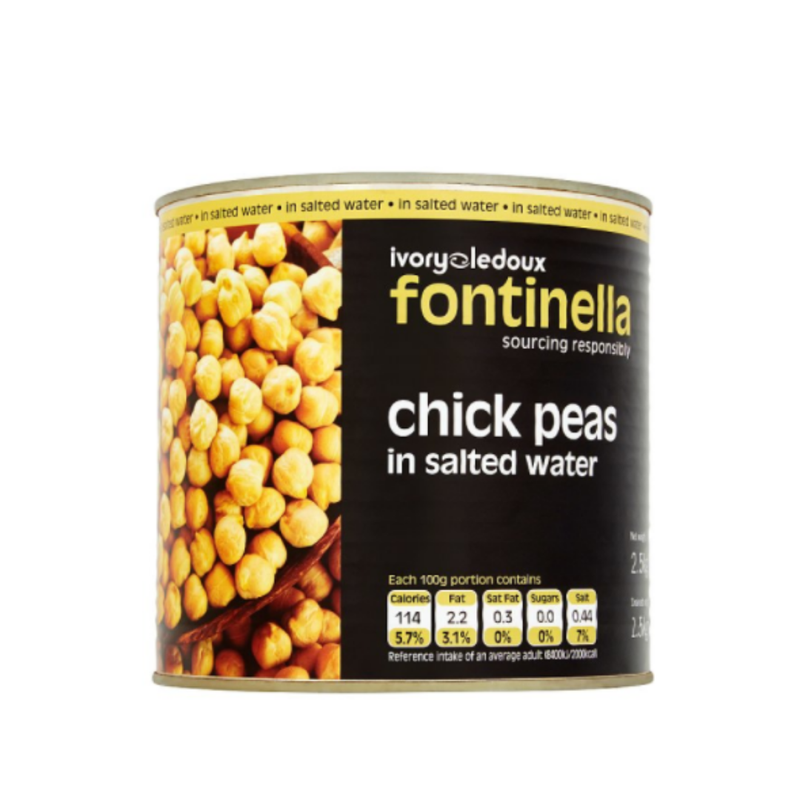 Fontinella Chick Peas in Salted Water 2.5kg x 6 cases  - London Grocery