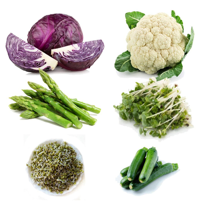 Insulin-Friendly Fresh Produce Box | 6 Ingredients | Broccoli | Cauliflowers |Cabbage | Moong Sprout | Asparagus | Zucchini | London Grocery