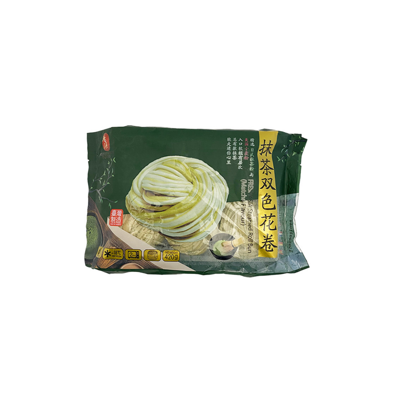 Freshasia Steamed Roll Bun (Matcha Flavour) 420Gr-London Grocery