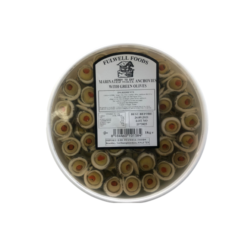 Fulwell Foods Marinated Anchovies with Green Olives 1kg-London Grocery