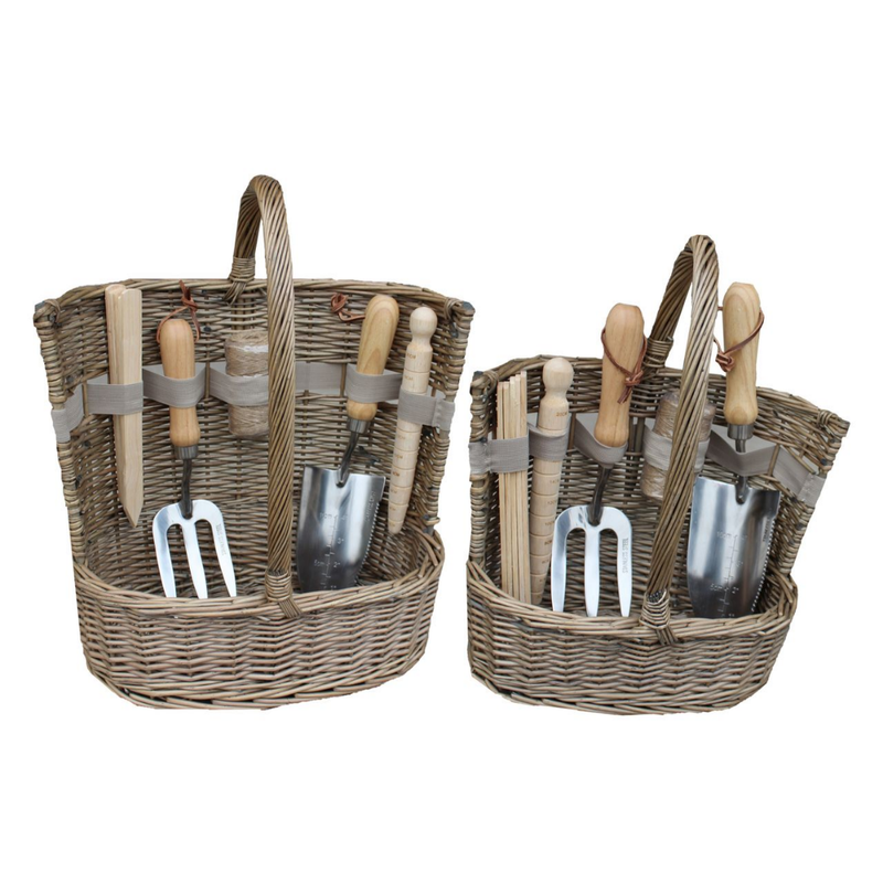 Antique Wash Deluxe Garden Tool Basket Set 2 | London Grocery