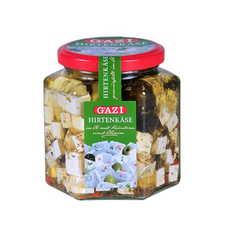 Gazi White Cheese 45% Cubes With Herbs & Olives 375Gr-London Grocery