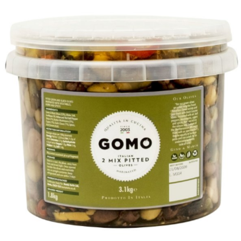 Gomo 2 Italian Mix Pitted Olives 3100g x 2 - London Grocery