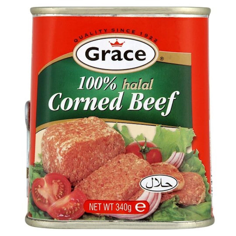 Grace 100% Halal Corned Beef 340gr-London Grocery