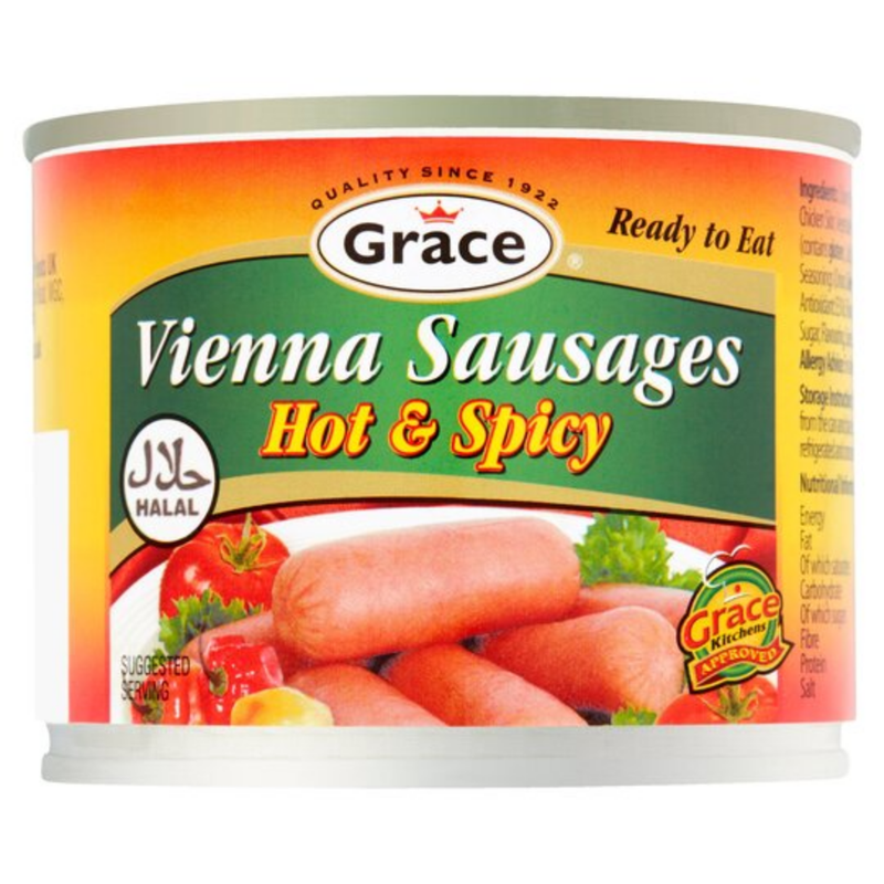 Grace Halal Vienna Sausages Hot & Spicy 200gr-London Grocery
