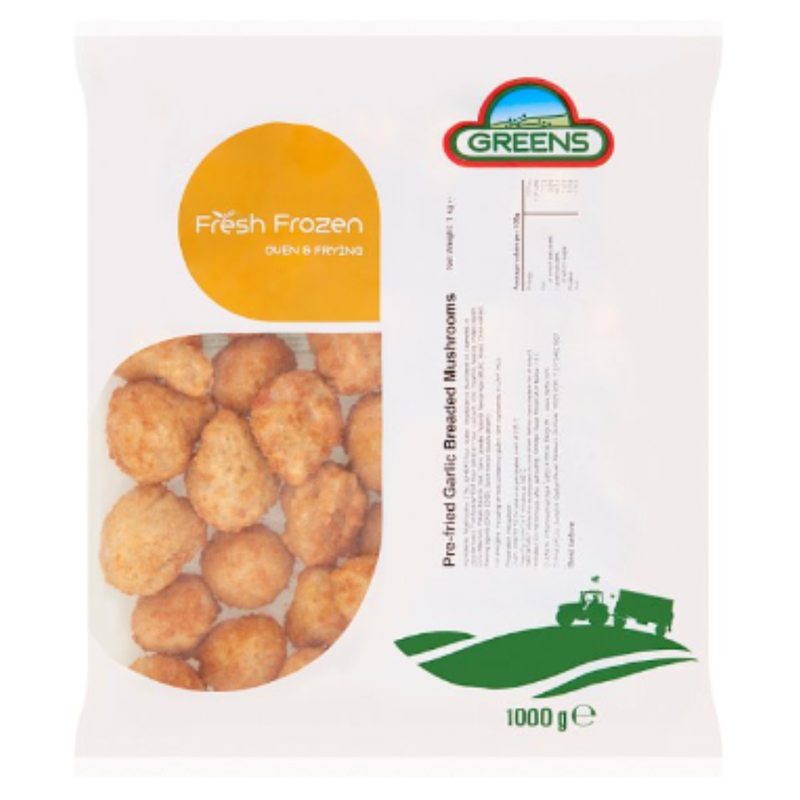 Greens Pre-Fried Garlic Breaded Mushrooms 1kg x 10 Packs | London Grocery