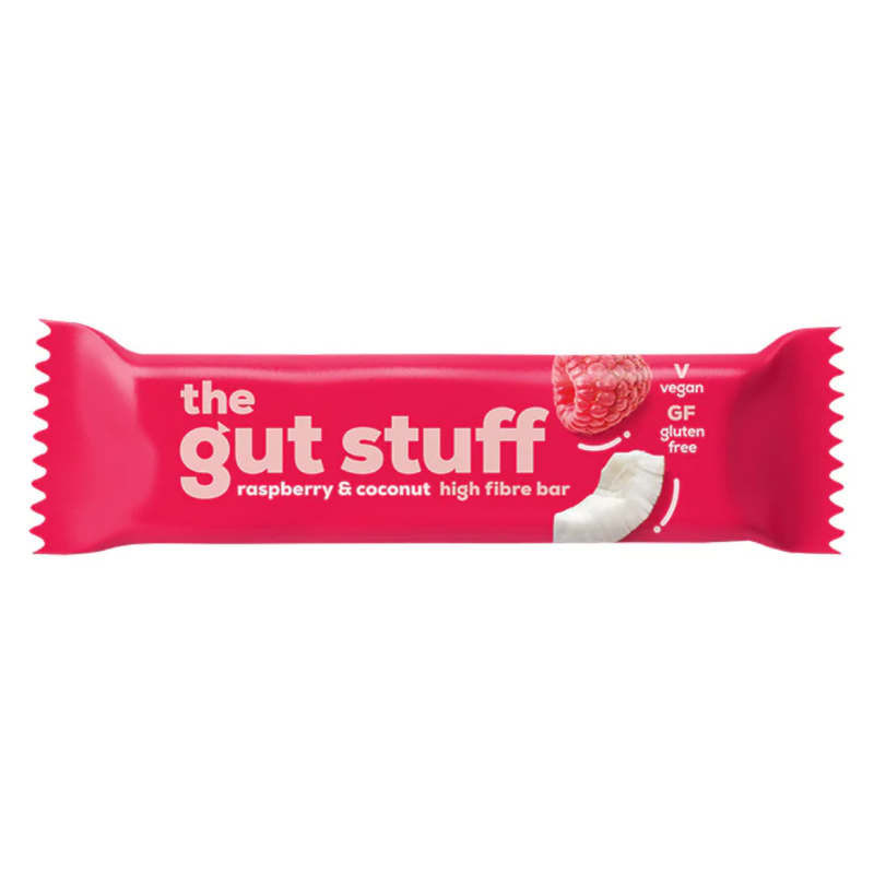 The Gut Stuff Good Fibrations Raspberry & Coconut Snack Bar 35g | London Grocery