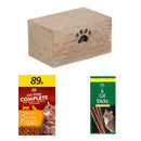 Happy Shopper's Complete Cat Food Selections Box | 3 Ingredients | Wooden Cat Food Tray | 2x Happy Shopper 6 Cat Sticks 30g | Happy Shopper Complete Cat Food with Turkey, Chicken & Vegetables 425g x 40 | London Grocery