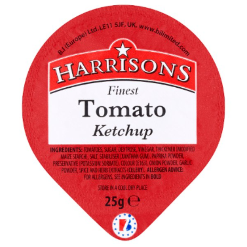 Harrisons Finest Tomato Ketchup Dip Pots 100 x 25g x 1 - London Grocery