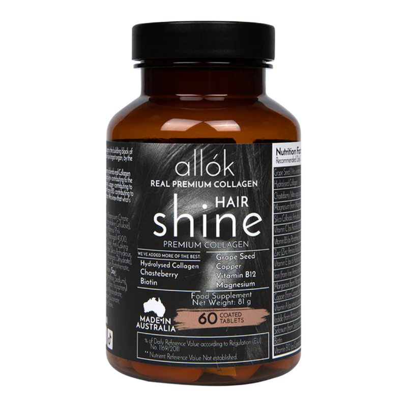 allók Hair Shine Premium Collagen 60 Tablets | London Grocery