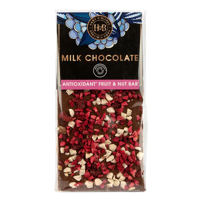 Holland & Barrett Anti Oxidant Milk Chocolate Fruit & Nut Bar 108g | London Grocery