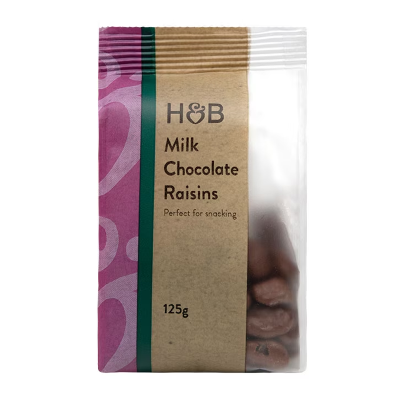 Holland & Barrett Chewy Milk Chocolate Raisins 125g | London Grocery