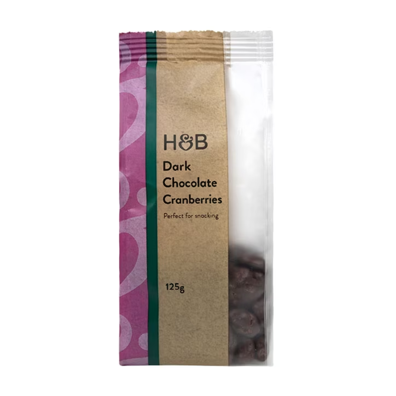 Holland & Barrett Dark Chocolate Cranberries 125g | London Grocery