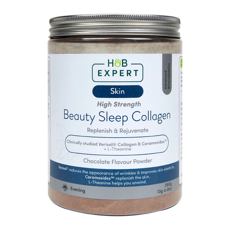 Holland and Barrett Expert Beauty Sleep Collagen Chocolate 306g | London Grocery