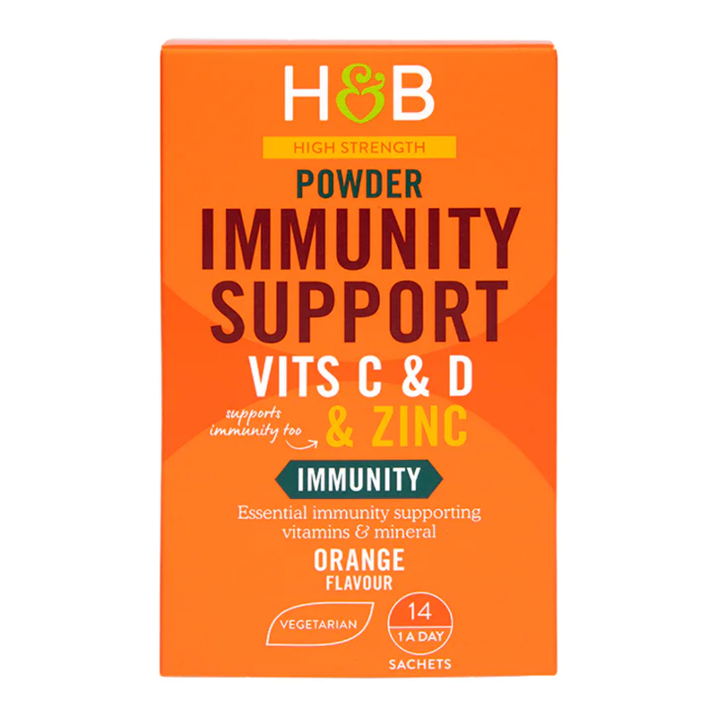 Holland & Barrett High Strength Immunity Support Powder Vits C & D & Zinc 14 Sachets | London Grocery