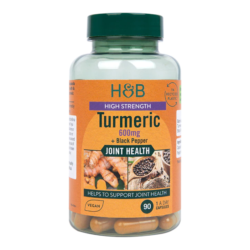 Holland & Barrett High Strength Turmeric 600mg with Black Pepper 90 Capsules | London Grocery