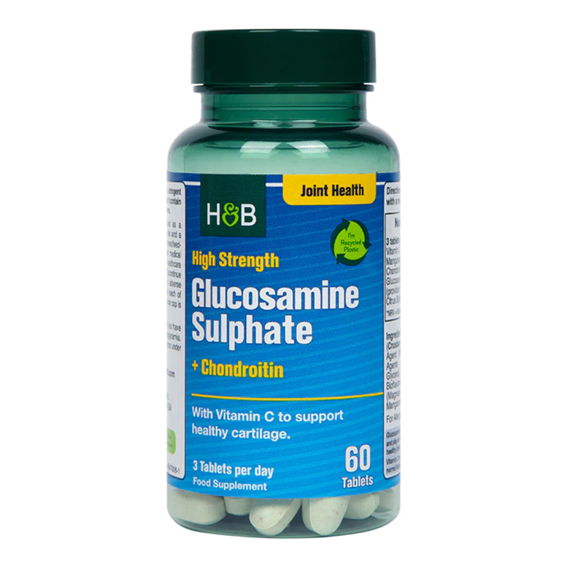 Holland & Barrett High Strength Glucosamine Sulphate & Chondroitin 1100mg 60 Tablets | London Grocery
