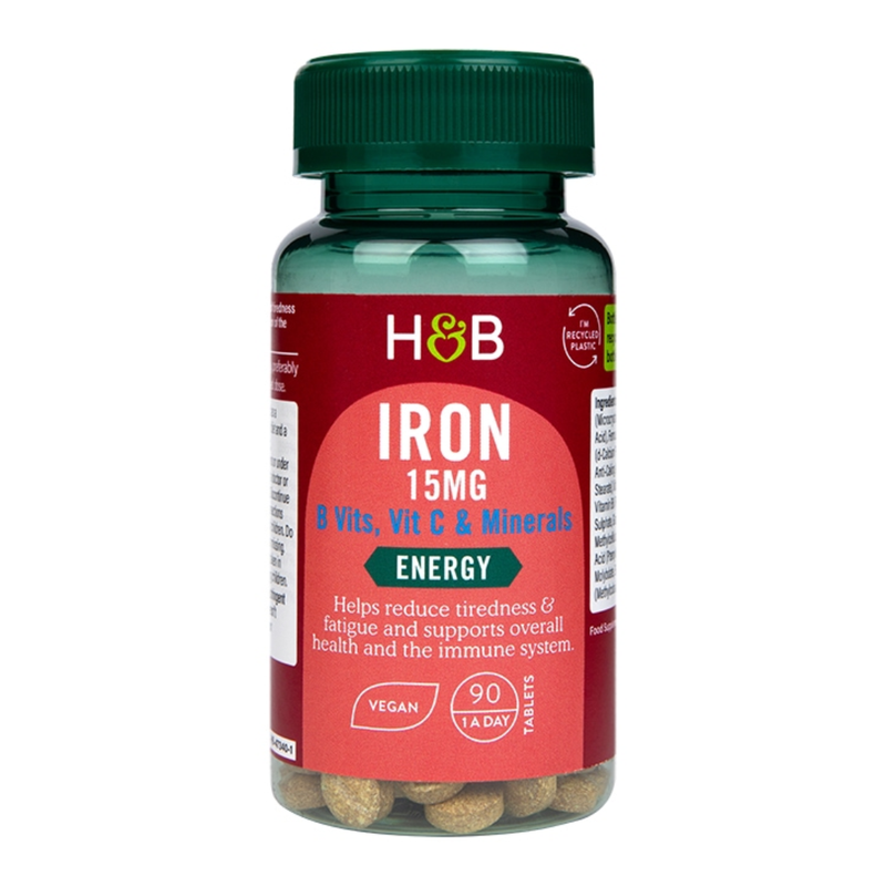 Holland & Barrett Iron + B Vits, Vit C & Minerals 15mg 90 Tablets | London Grocery