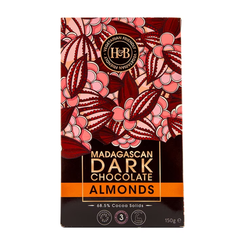 Holland & Barrett Madagascan Dark Chocolate Almonds 150g | London Grocery