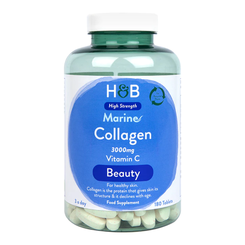 Holland & Barrett Marine Collagen with Vitamin C 3000mg 180 Tablets | London Grocery