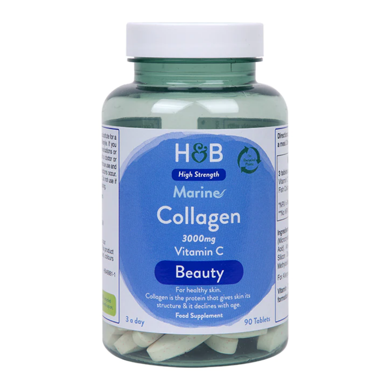 Holland & Barrett Marine Collagen with Vitamin C 3000mg 90 Tablets | London Grocery