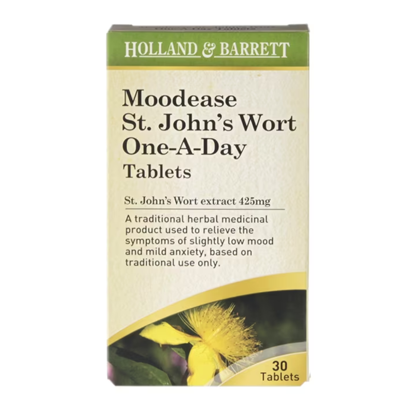 Holland & Barrett Moodease St. John's Wort One-A-Day 30 Tablets 425mg | London Grocery